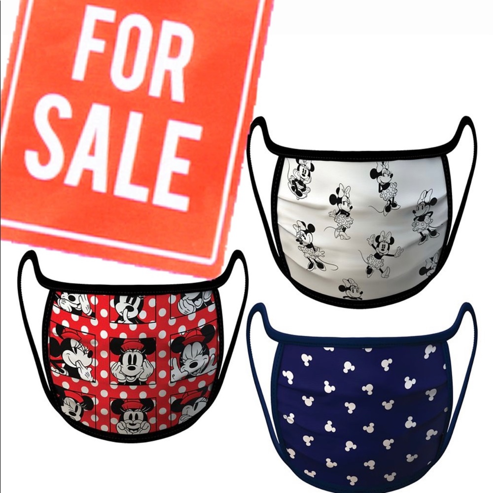 Set of 3 Disney Face Masks, Minnie and Mickey